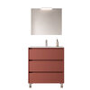 Santa Nova Badmöbel-Set Waschtisch mit Unterschrank bodenstehend, LED-Spiegel 80cm, Rot Satin