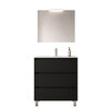 Santa Nova Badmöbel-Set Waschtisch mit Unterschrank bodenstehend, LED-Spiegel 80cm, Schwarz Satin