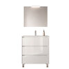 Santa Nova Badmöbel-Set Waschtisch mit Unterschrank bodenstehend, LED-Spiegel 80cm, Weiß Hochglanz