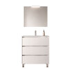 Santa Nova Badmöbel-Set Waschtisch mit Unterschrank bodenstehend, LED-Spiegel 80cm, Weiß Satin