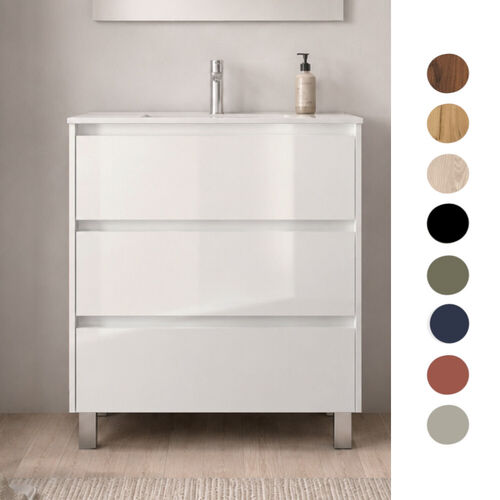 Santa Nova Badmöbel-Set Waschtisch mit Unterschrank bodenstehend 80cm, 10 Farbvarianten