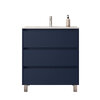 Santa Nova Badmöbel-Set Waschtisch mit Unterschrank bodenstehend 80cm, Blau Satin