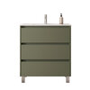 Santa Nova Badmöbel-Set Waschtisch mit Unterschrank bodenstehend 80cm, Grün Satin