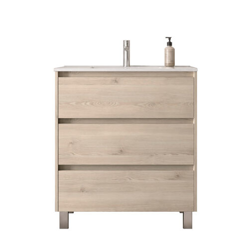 Santa Nova Badmöbel-Set Waschtisch mit Unterschrank bodenstehend 80cm, Nature