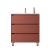 Santa Nova Badmöbel-Set Waschtisch mit Unterschrank bodenstehend 80cm, Rot Satin