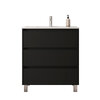 Santa Nova Badmöbel-Set Waschtisch mit Unterschrank bodenstehend 80cm, Schwarz Satin