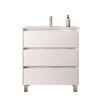Santa Nova Badmöbel-Set Waschtisch mit Unterschrank bodenstehend 80cm, Weiß Satin