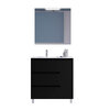 Santa Nova Badmöbel-Set bodenstehend 90cm mit Ablage rechts + LED-Spiegel, Schwarz Satin
