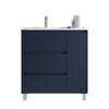 Santa Nova Waschtisch mit Unterschrank bodenstehend  mit Ablage rechts, 90cm, Blau Satin