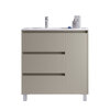 Santa Nova Waschtisch mit Unterschrank bodenstehend  mit Ablage rechts, 90cm, Grau Satin