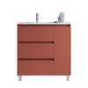 Santa Nova Waschtisch mit Unterschrank bodenstehend  mit Ablage rechts, 90cm, Rot Satin