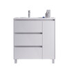 Santa Nova Waschtisch mit Unterschrank bodenstehend  mit Ablage rechts, 90cm, Weiß Satin