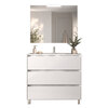 Santa Nova Badmöbel-Set Waschtisch mit Unterschrank bodenstehend, LED-Spiegel 100cm, Weiß Satin