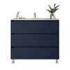 Santa Nova Badmöbel-Set Waschtisch mit Unterschrank bodenstehend 100cm, Blau Satin