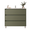 Santa Nova Badmöbel-Set Waschtisch mit Unterschrank bodenstehend 100cm, Grün Satin