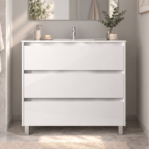 Santa Nova Badmöbel-Set Waschtisch mit Unterschrank bodenstehend 80cm, 10 Farbvarianten