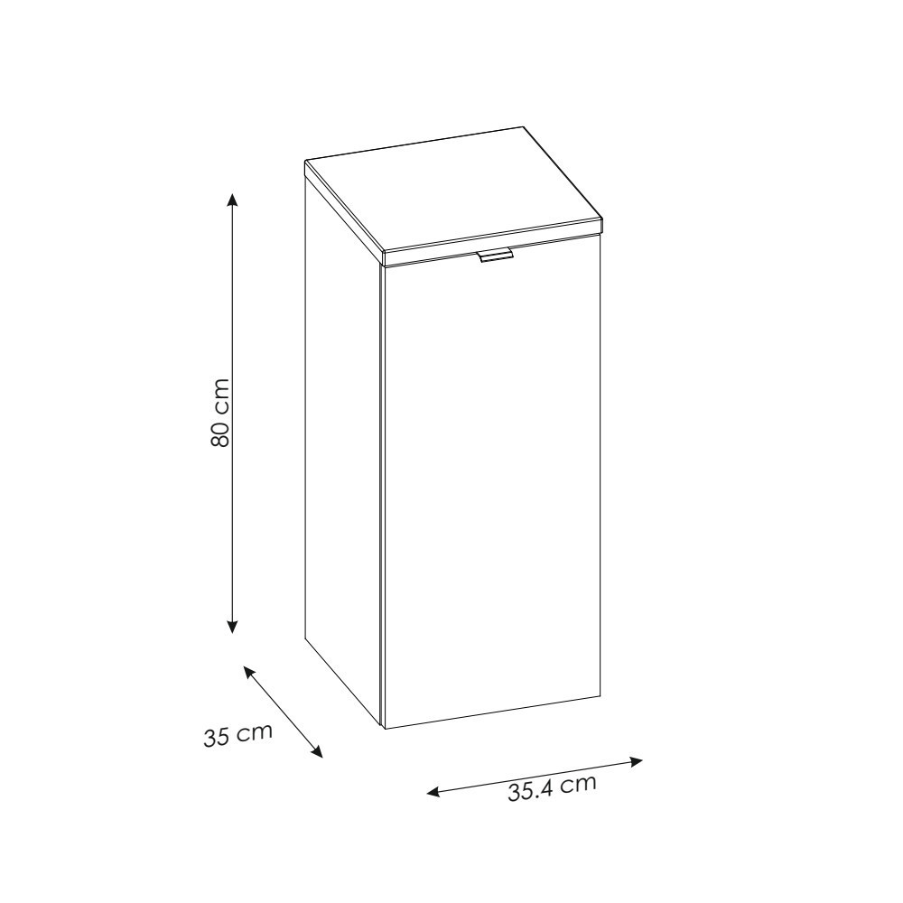 Comad Capri Midischrank mit Wäschekorb 80 x 35 x 35cm Schwarz-matt
