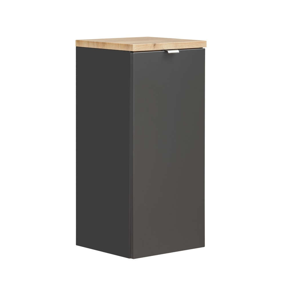 Comad Capri Midischrank mit Wäschekorb 80 x 35 x 35cm Schwarz-matt