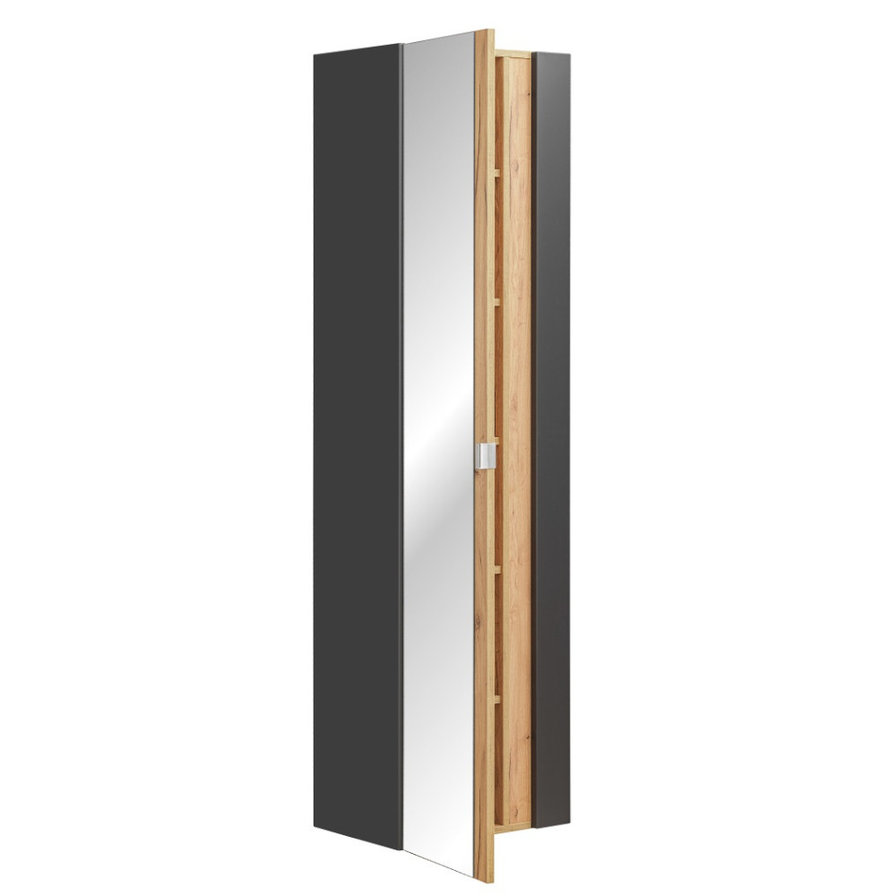 Comad Capri Spiegelhochschrank 170 x 45 x 33cm Schwarz-matt - Bad-Elegant