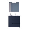 Santa Nova Badmöbel-Set bodenstehend 90cm mit Ablage links + LED-Spiegel, Blau Satin
