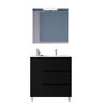 Santa Nova Badmöbel-Set bodenstehend 90cm mit Ablage links + LED-Spiegel, Schwarz Satin