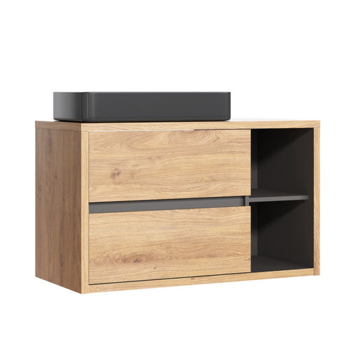 Novad Devon Waschtischunterschrank 100cm mit Aufsatzwaschtisch schwarz