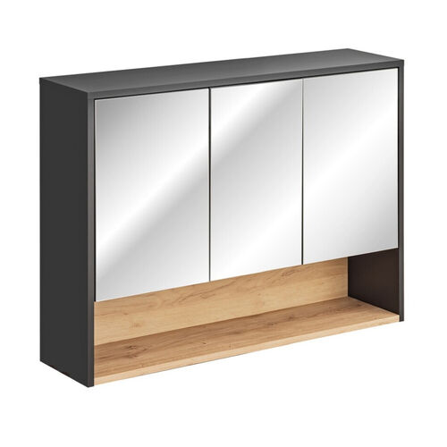 Comad Borneo Spiegelschrank 100 x 75 x 25cm, Schwarz-Grau