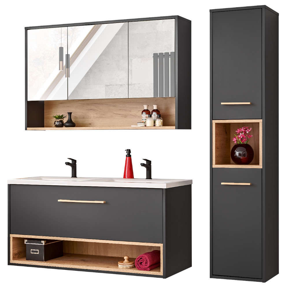 Comad Borneo Doppelwaschtisch 120cm, Unterschrank, Hochschrank und ...