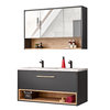 Novad Viken Doppelwaschtisch 120cm, Unterschrank und Spiegelschrank, Grau-Schwarz