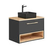 Novad Viken Aufsatzwaschtisch Schwarz mit Unterschrank 80 x 57 x 46cm, Schwarz-Grau