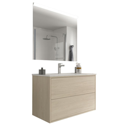 Salgar Optimus Waschtisch mit Unterschrank und LED-Spiegel, 80cm, Nordick