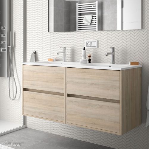 Salgar Eco Noja Doppelwaschtisch mit 4 Schubladen 120cm Kaledonien Eiche