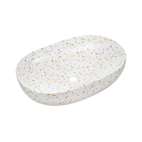 Novad Livi, Keramik Aufsatzwaschtisch oval, 60cm, Terrazzo