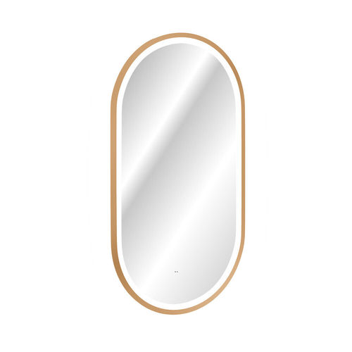 Novad LED-Rahmenspiegel APOLLO 2, oval 90x50cm, Gold-matt