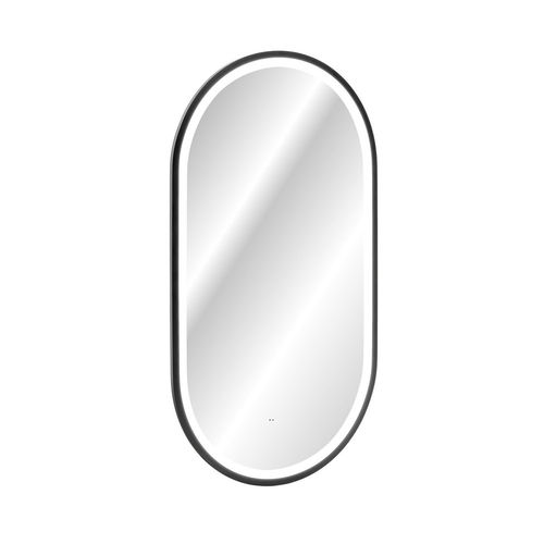 Novad LED-Rahmenspiegel APOLLO 2, oval 90x50cm, Schwarz-matt