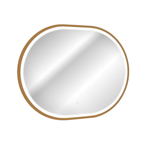 Novad LED-Rahmenspiegel APOLLO 2, oval 90x70cm, Gold-matt