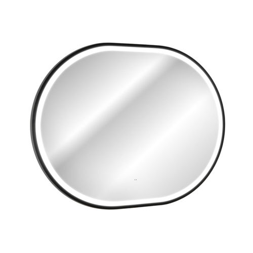 Novad LED-Rahmenspiegel APOLLO 2, oval 90x70cm, Schwarz-matt
