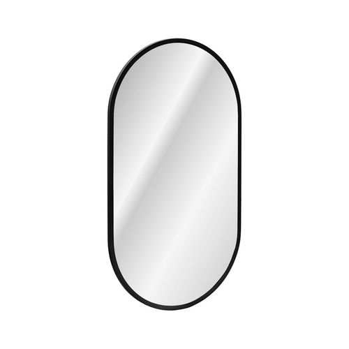 Novad LED-Rahmenspiegel APOLLO 2, oval 90x50cm, Schwarz-matt