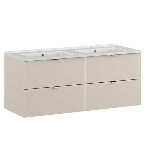 Novad Dune Keramikdoppelwaschtisch mit Unterschrank, 4 Schubladen,  120cm