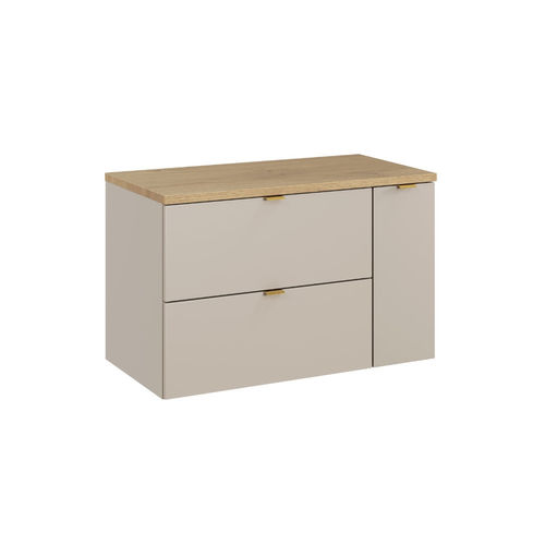 Novad Dune Waschtischplatte mit Unterschrank, 2 Schubladen und Apothekerauszug, 80cm
