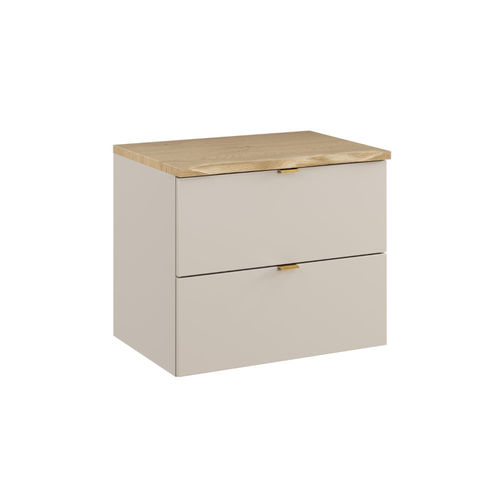 Novad DUNE Waschtischplatte mit Naturkante,Unterschrank, 2 Schubladen, 60cm