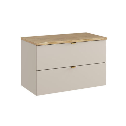 Novad DUNE Waschtischplatte mit Naturkante,Unterschrank, 2 Schubladen, 80cm