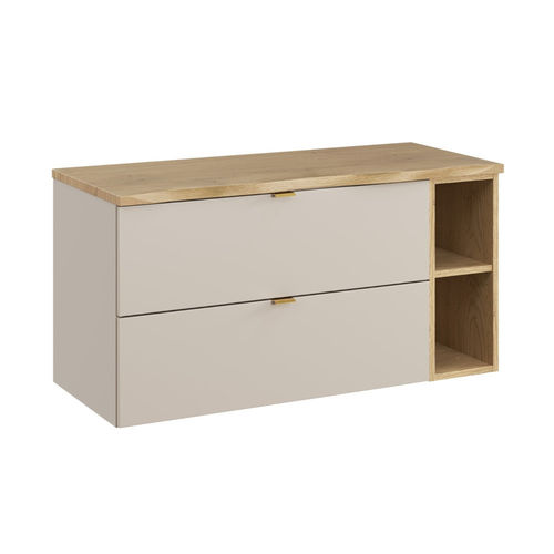 Novad Dune Waschtischplatte mit Naturkante, Unterschrank und Seitenregal, 100cm