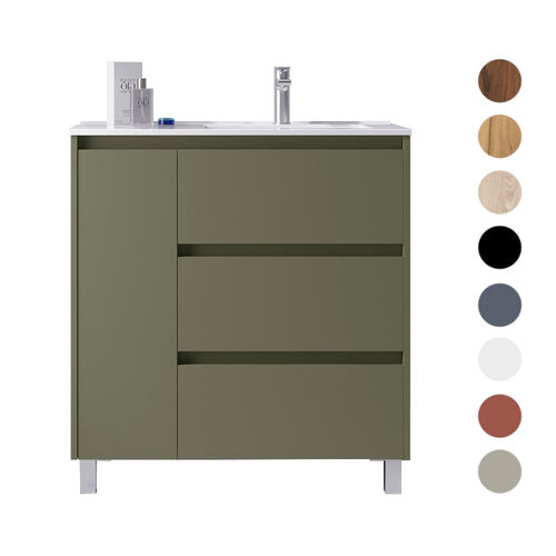 Santa Nova Waschtisch mit Unterschrank bodenstehend  mit Ablage links, 90cm, 10 Farbvarianten
