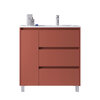 Santa Nova Waschtisch mit Unterschrank bodenstehend  mit Ablage links, 90cm, Rot Satin