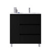 Santa Nova Waschtisch mit Unterschrank bodenstehend mit Ablage links, 90cm, Schwarz Satin