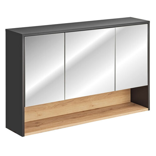Novad Viken Spiegelschrank 120 x 75 x 25cm, Schwarz-Grau